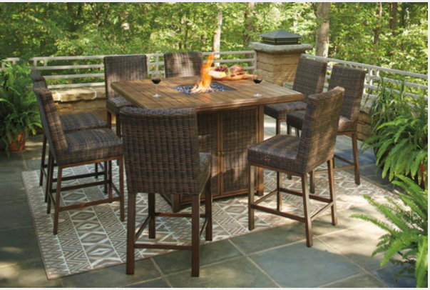 outdoor furniture with firepit table