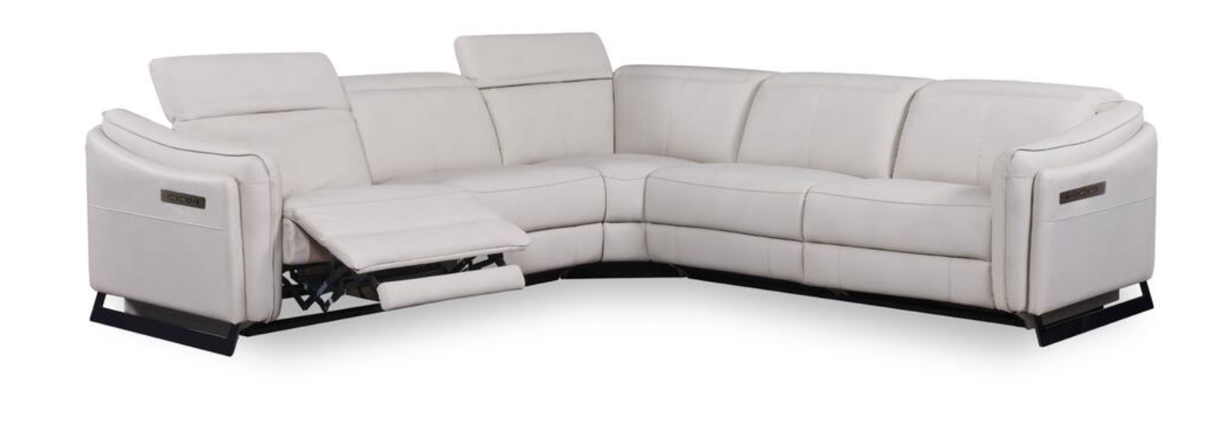 white sectional with recliners