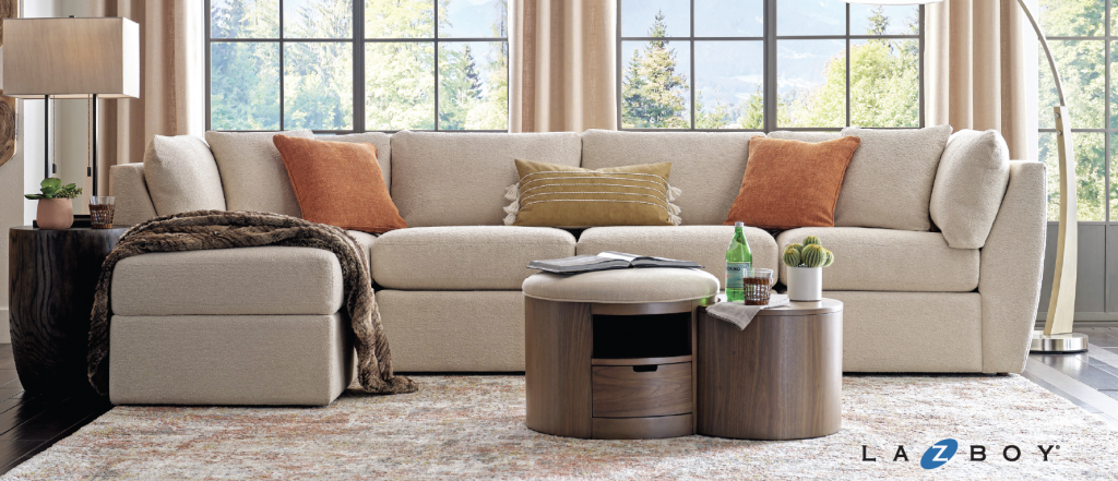 sectional sofa with accent pillows