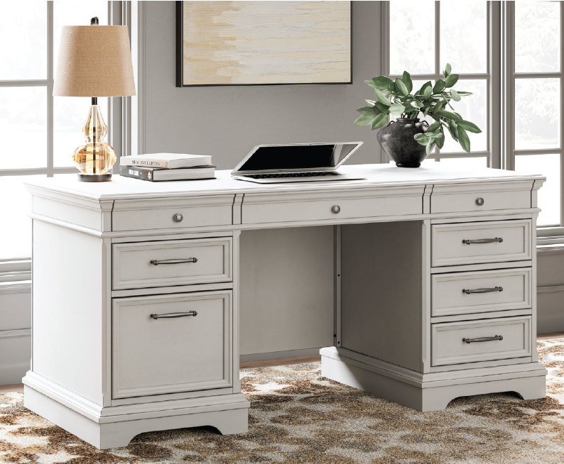 white rustic home office desk