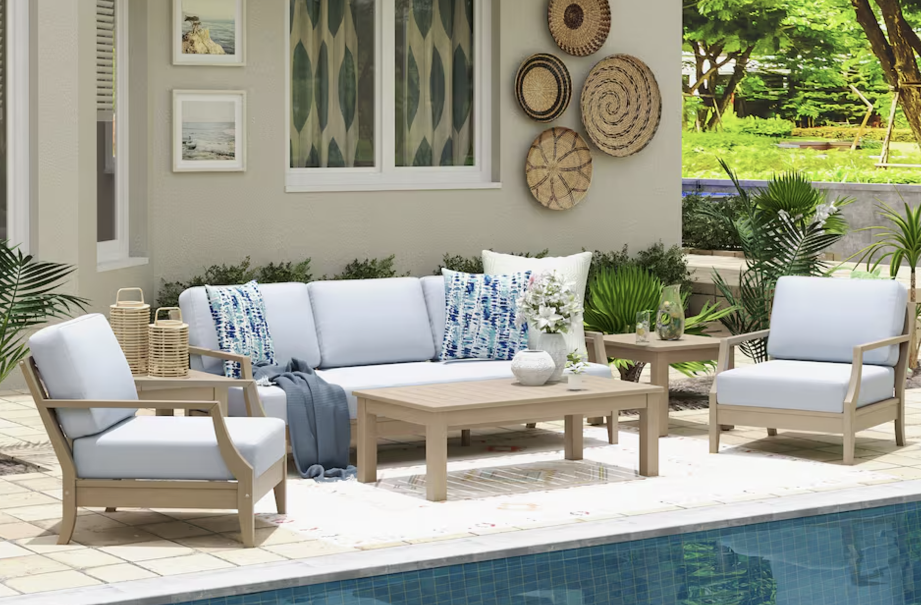 outdoor furniture by the pool