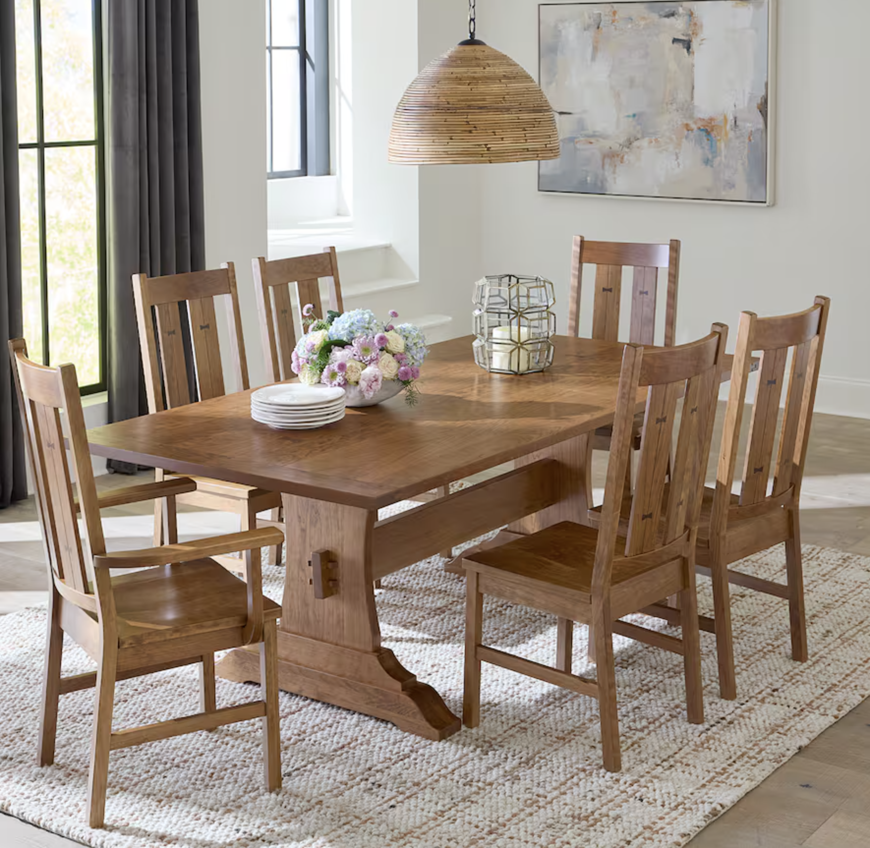 6-seat wood dining table