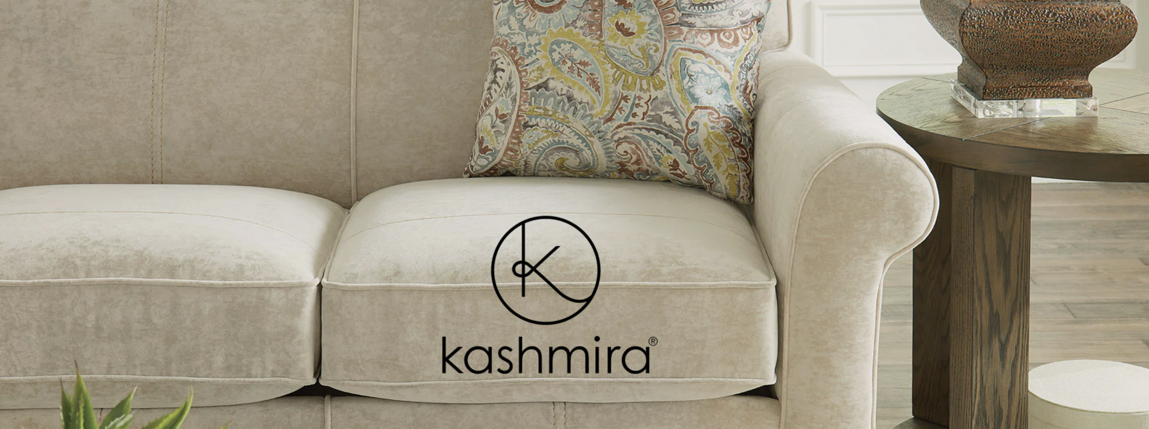 sofa and end table from the Kashmira collection