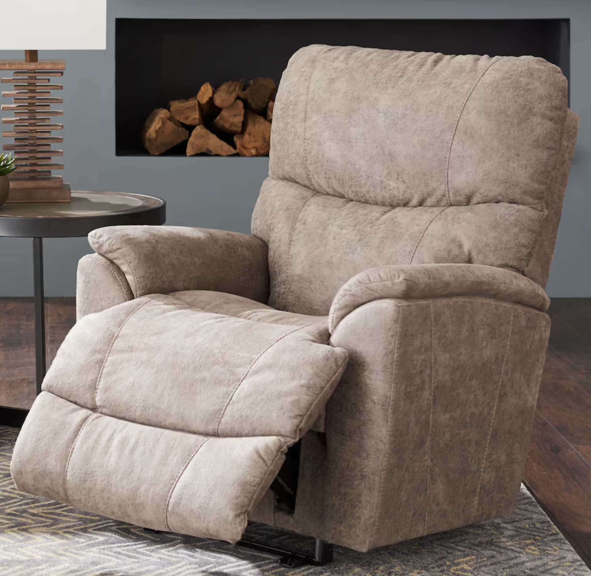 faux leather recliner partially reclined