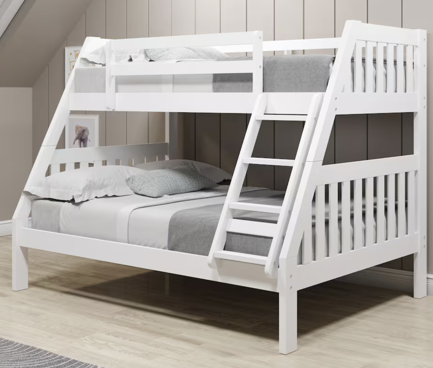 twin over full bunk bed white wood