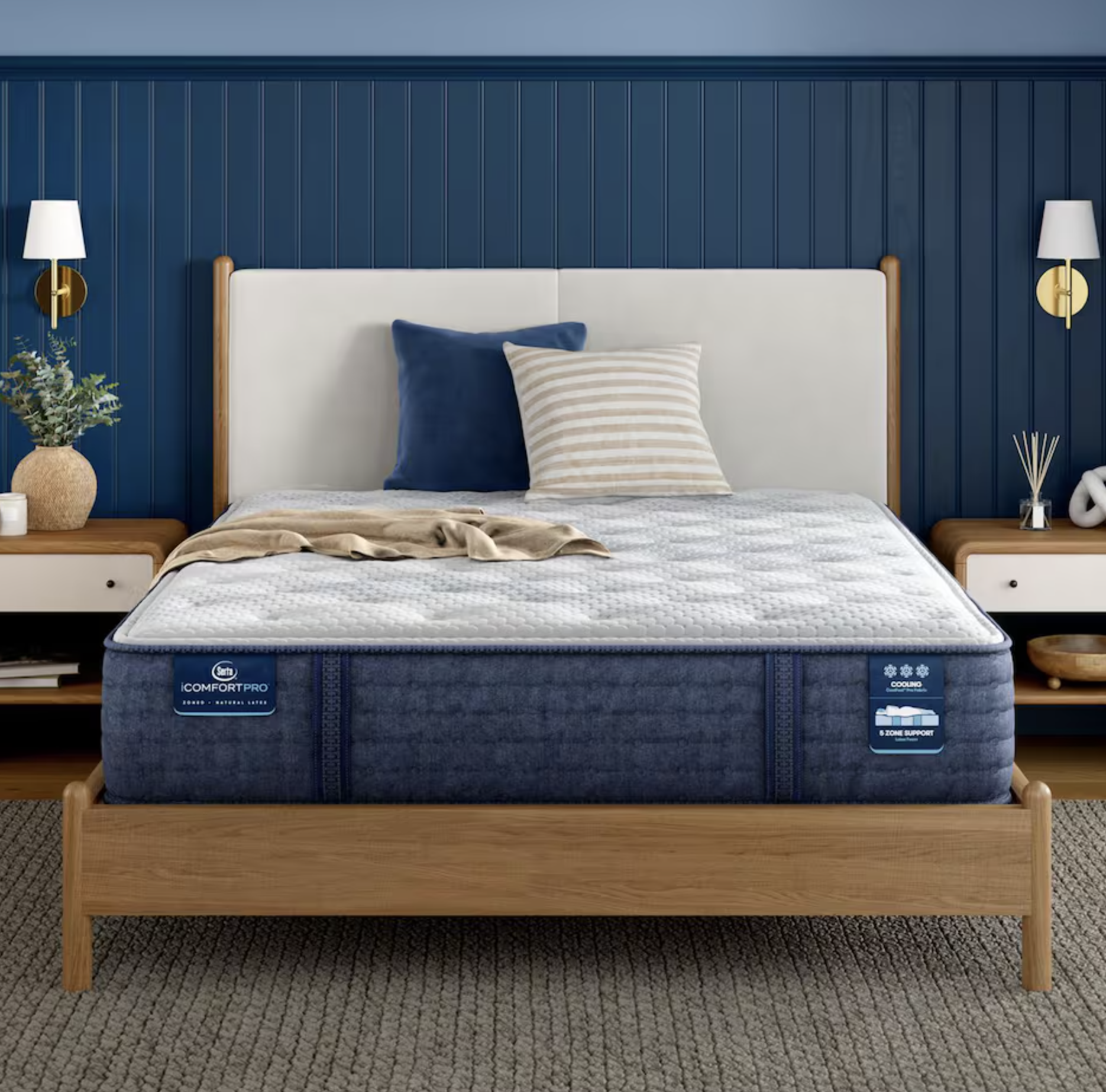 iComfort Pro mattress on a wood bedframe