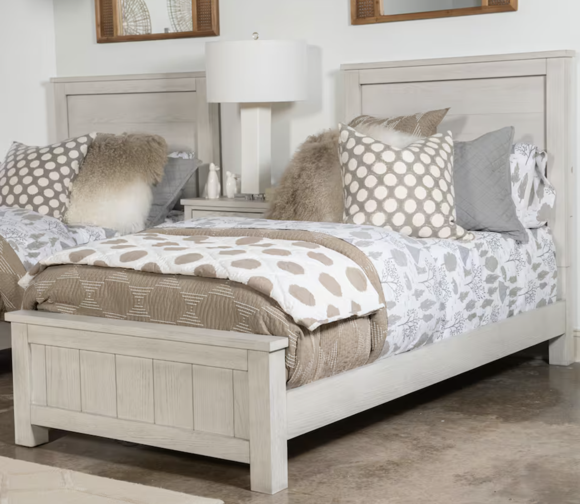 matching twin bed set, white wood