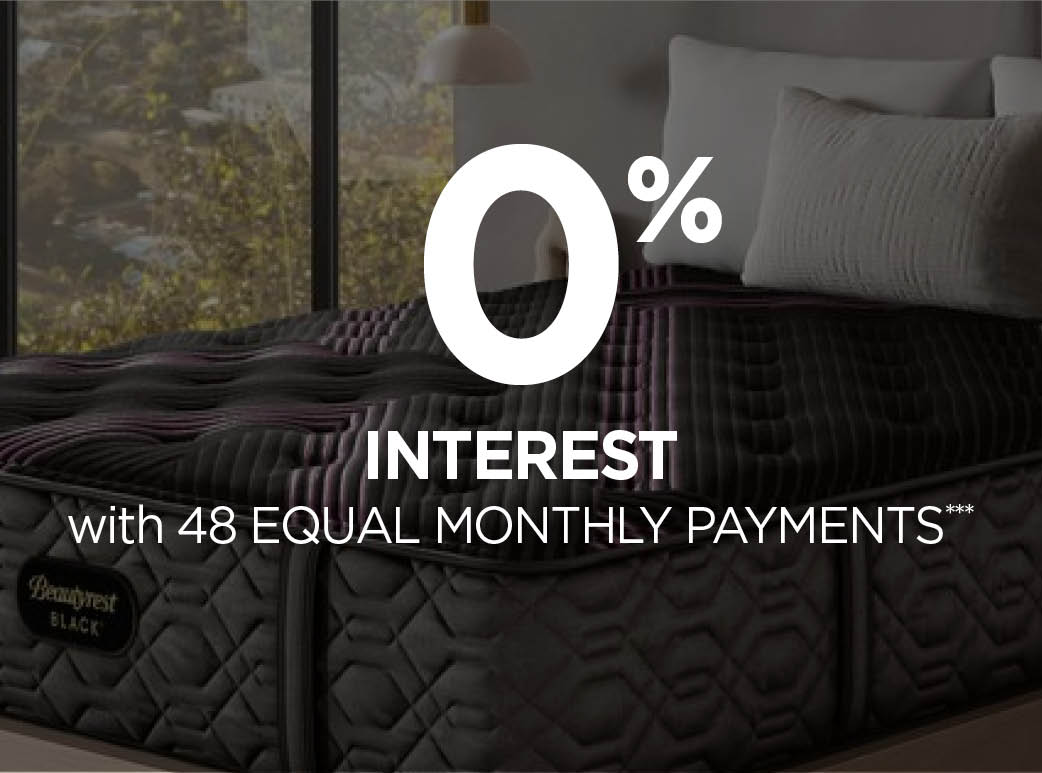 0% interest with 48 equal monthly payments on qualifying mattress purchases